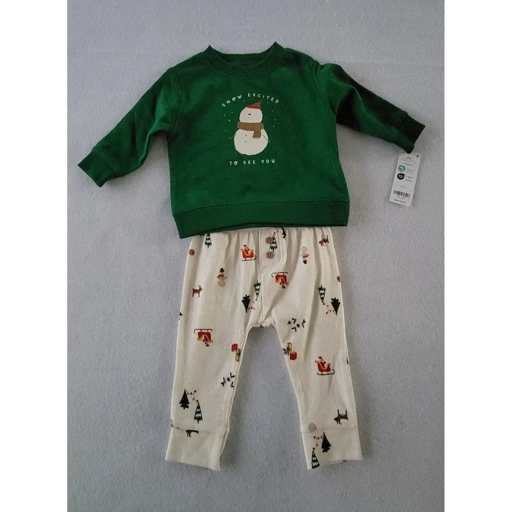Carters Baby Boy‎ Christmas Clothes 6 Months Pants Shirt 2 PC Cute Winter Outfit